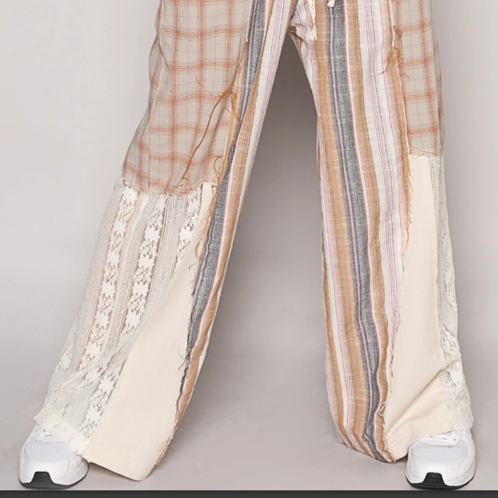 POL 💚 454 POL Plaid with Lace Detail Knit Pants SR21A - Picture 8 of 8